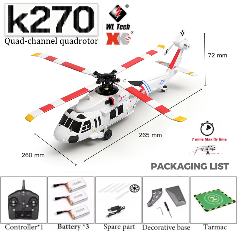 WLtoys K170 K270 UH-60L Brushl - Rc Helicopter Gyro reseña y precio