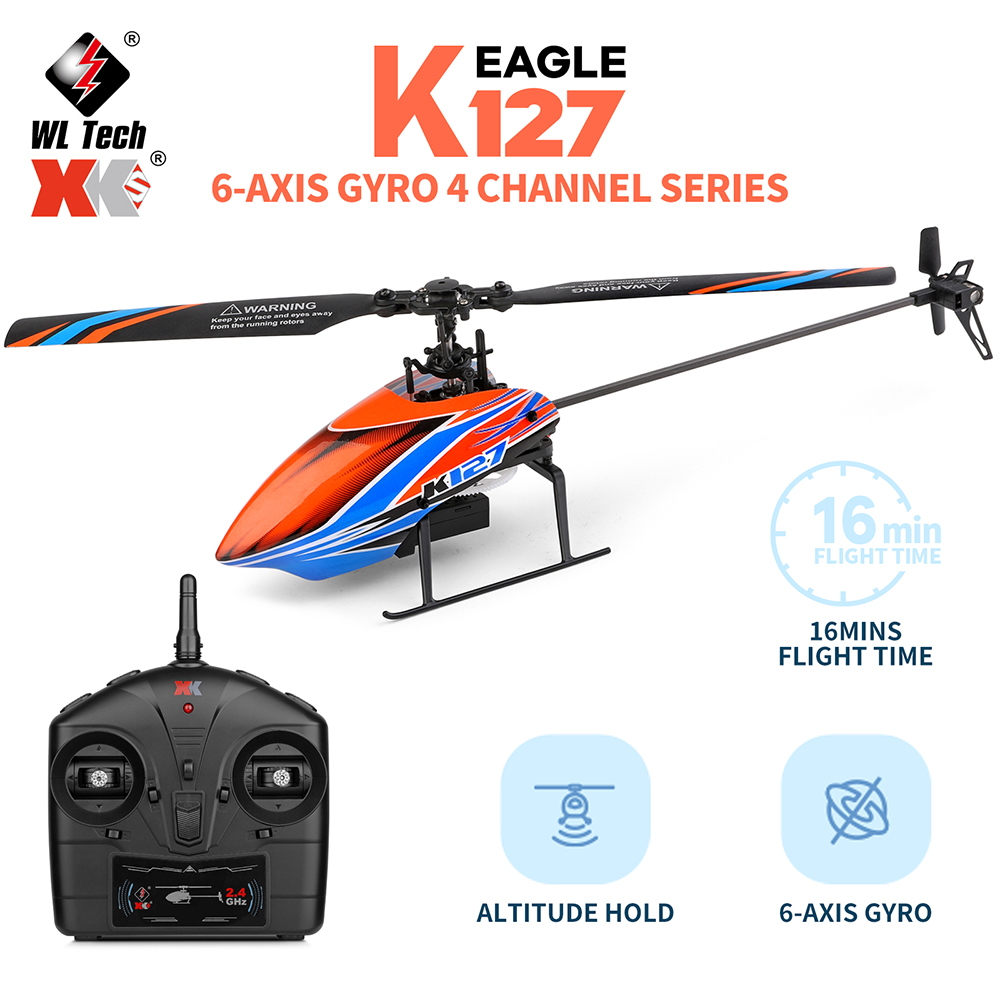 WLtoys XK K127 2.4G 4CH 6-Aixs - Rc Helicopter Single Rotor reseña y precio