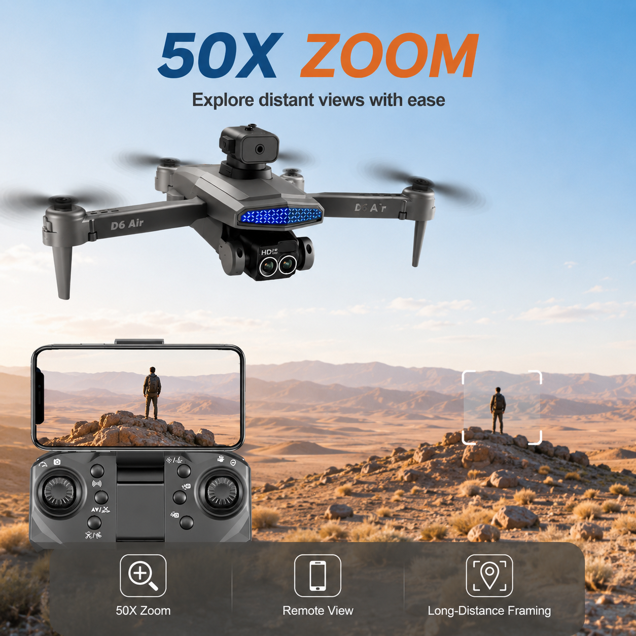 ZNLYRION D6 Air Foldable RC Dr - Rc Helicopter Bag reseña y precio