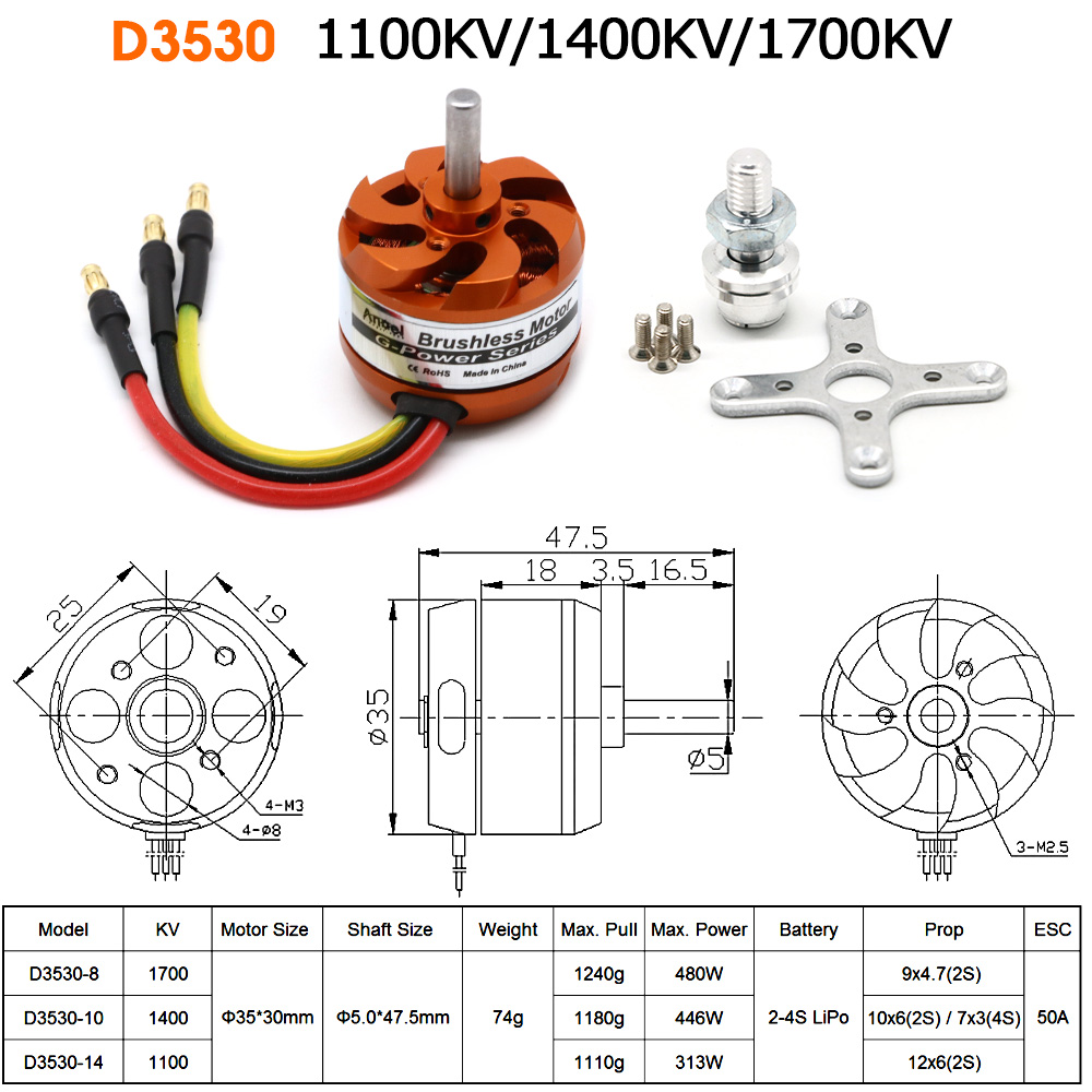 D3530 1100KV 1400KV 1700KV Bru - Rc Helicopter Mini reseña y precio